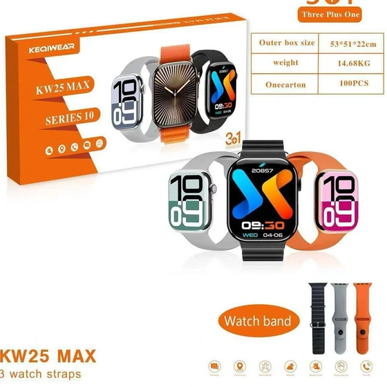 اپل واچ سری 10 کیفیت محشر مدل KW25 Max به همراه 3 بند