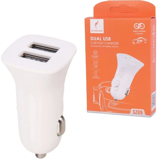 شارژر فندکی خودرو اسکای دلفین مدل SZ09 دو پورت ۱۵ وات